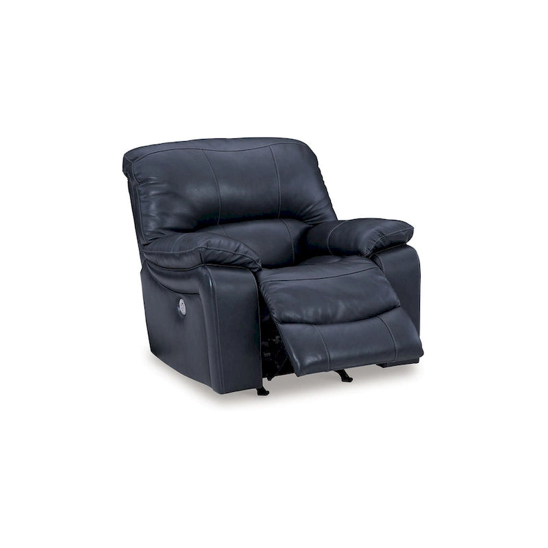 Power-Liegesessel, ozeanblaues Leder, USB-Anschluss