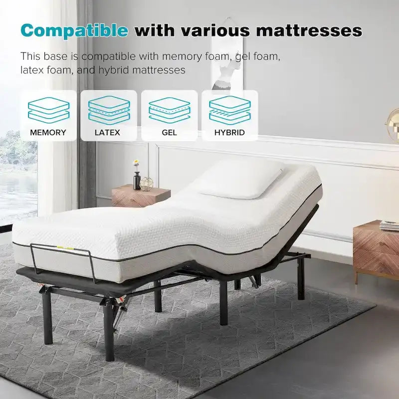 Verstellbarer King-Size-Bettrahmen mit motorisierter Neigungsverstellung