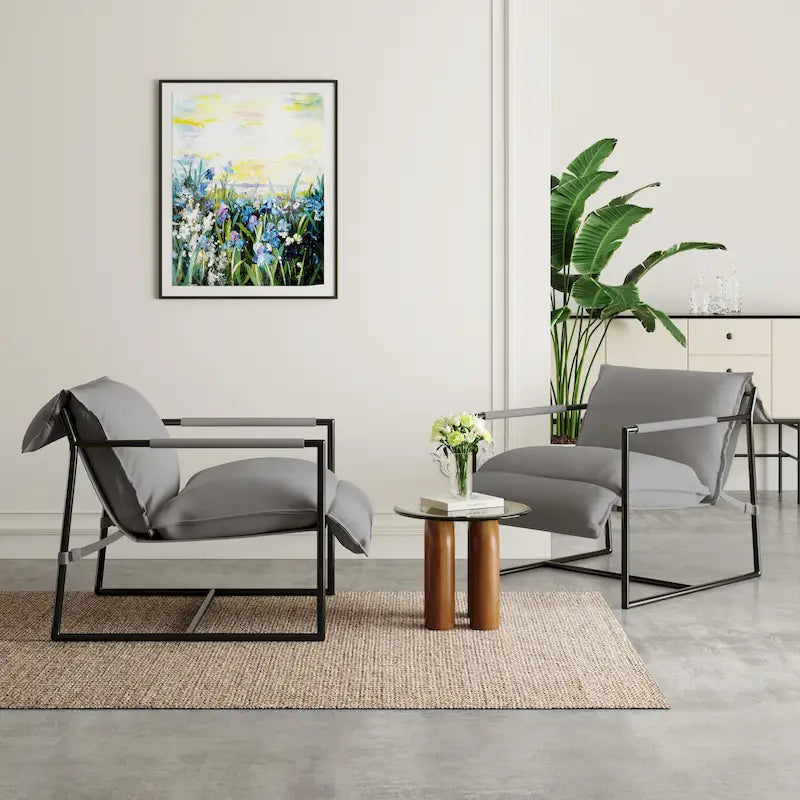 Stoffsessel mit Metallrahmen Schlingsessel 2er Set