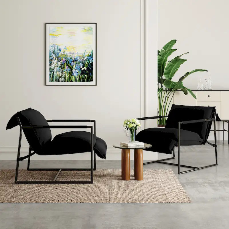 Stoffsessel mit Metallrahmen Schlingsessel 2er Set