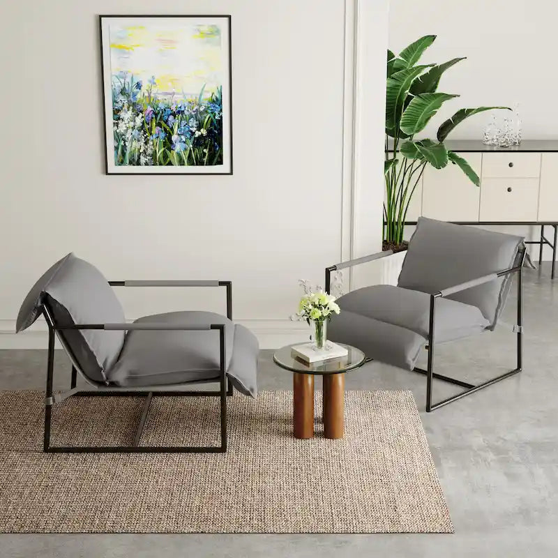 Stoffsessel mit Metallrahmen Schlingsessel 2er Set