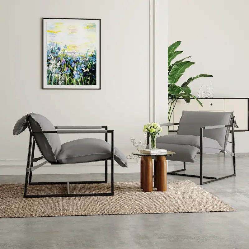 Stoffsessel mit Metallrahmen Schlingsessel 2er Set