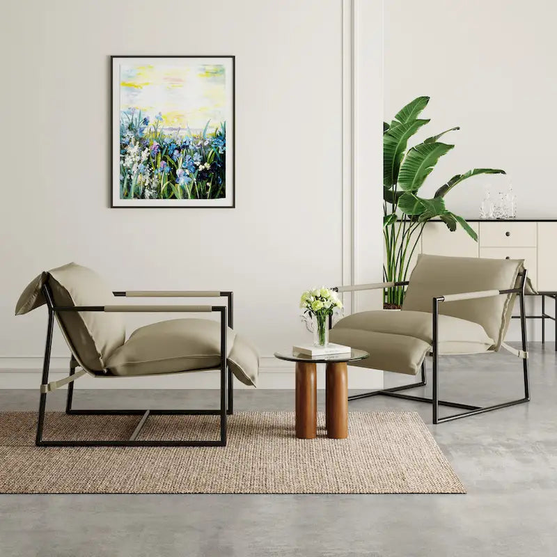 Stoffsessel mit Metallrahmen Schlingsessel 2er Set