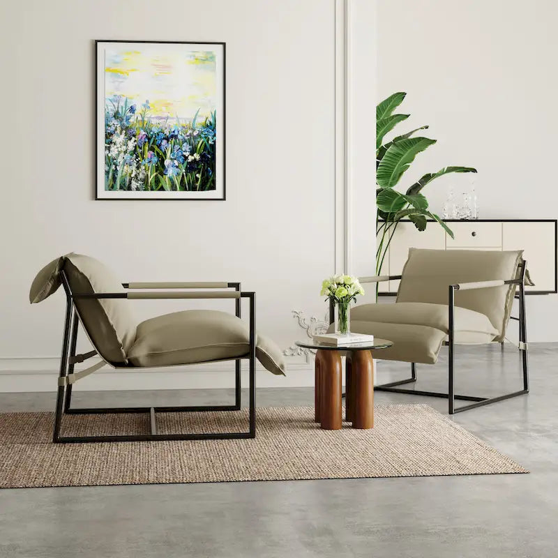 Stoffsessel mit Metallrahmen Schlingsessel 2er Set