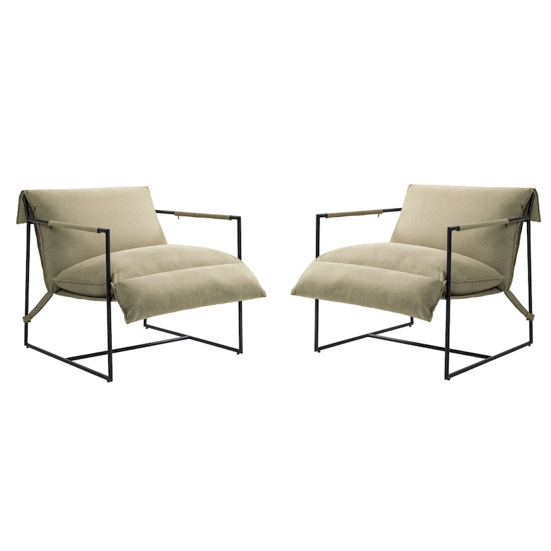Stoffsessel mit Metallrahmen Schlingsessel 2er Set