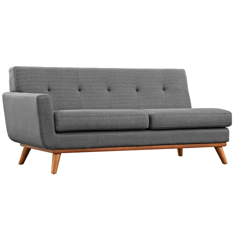 Mid-Century Modern Polster-Zweisitzer mit Armlehne links, Azur