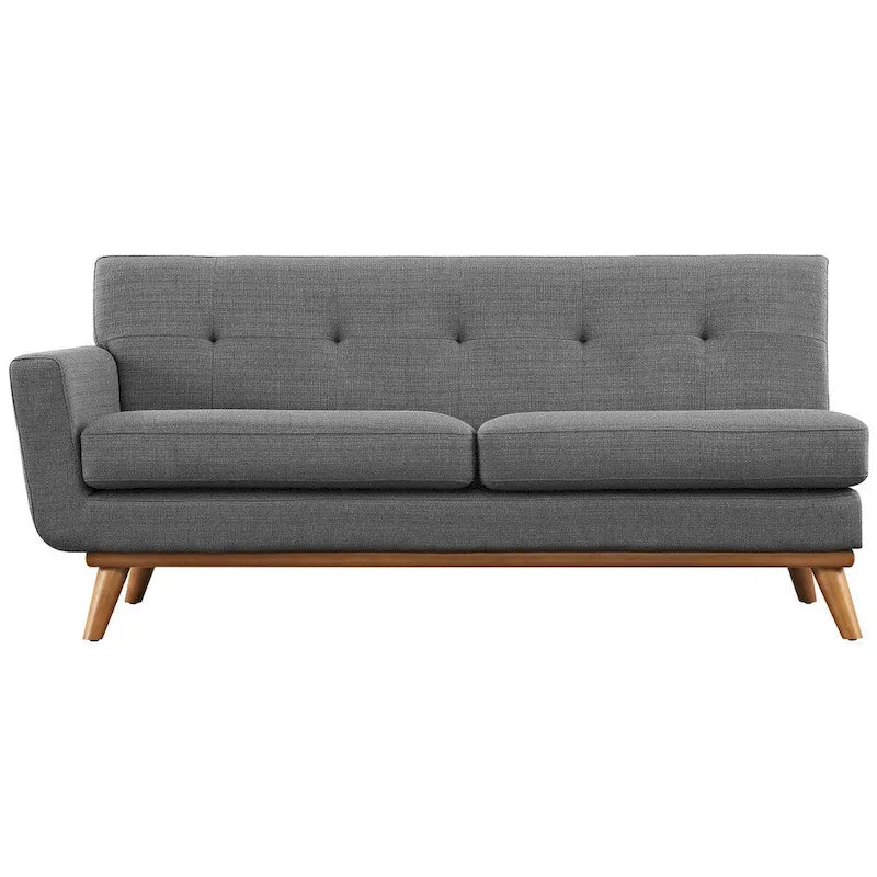Mid-Century Modern Polster-Zweisitzer mit Armlehne links, Azur
