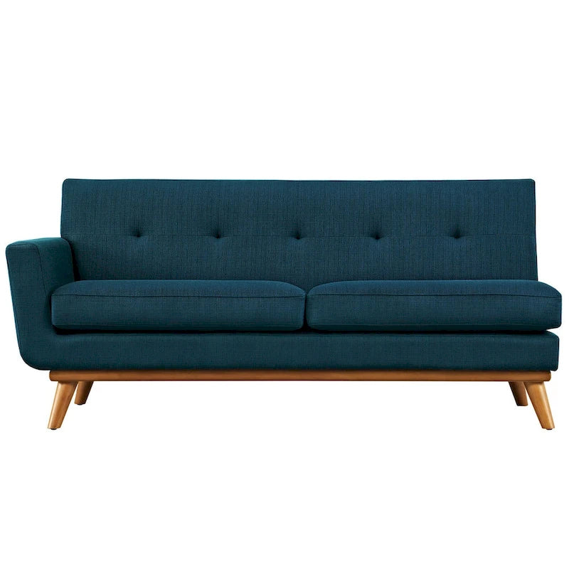 Mid-Century Modern Polster-Zweisitzer mit Armlehne links, Azur