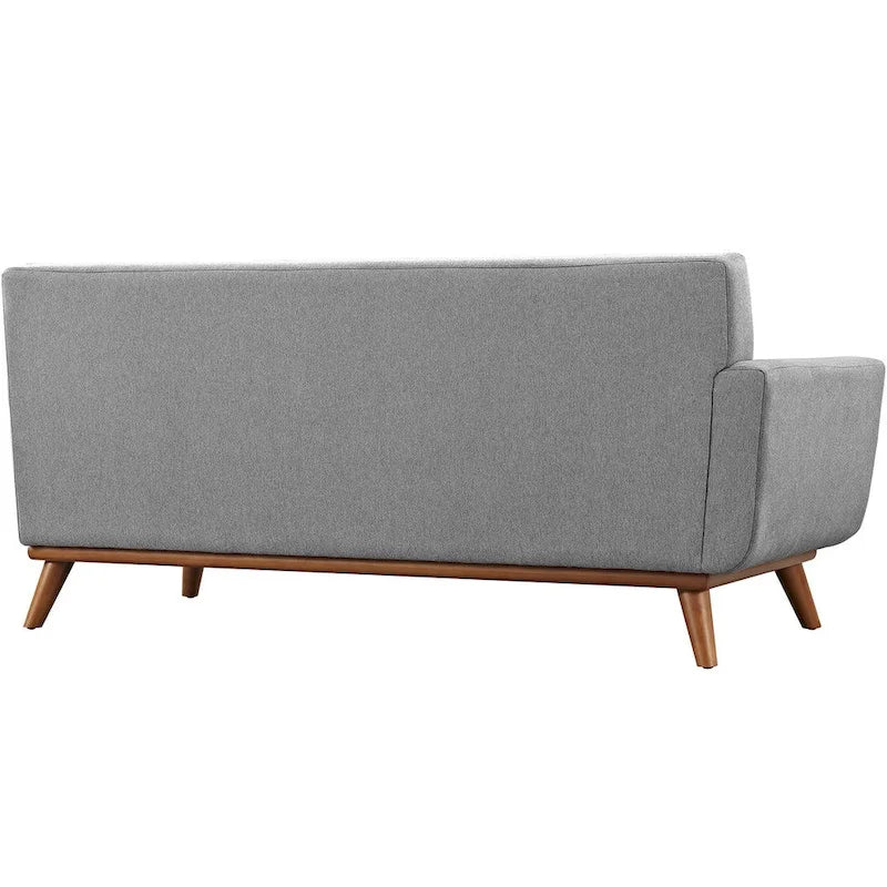 Mid-Century Modern Polster-Zweisitzer mit Armlehne links, Azur