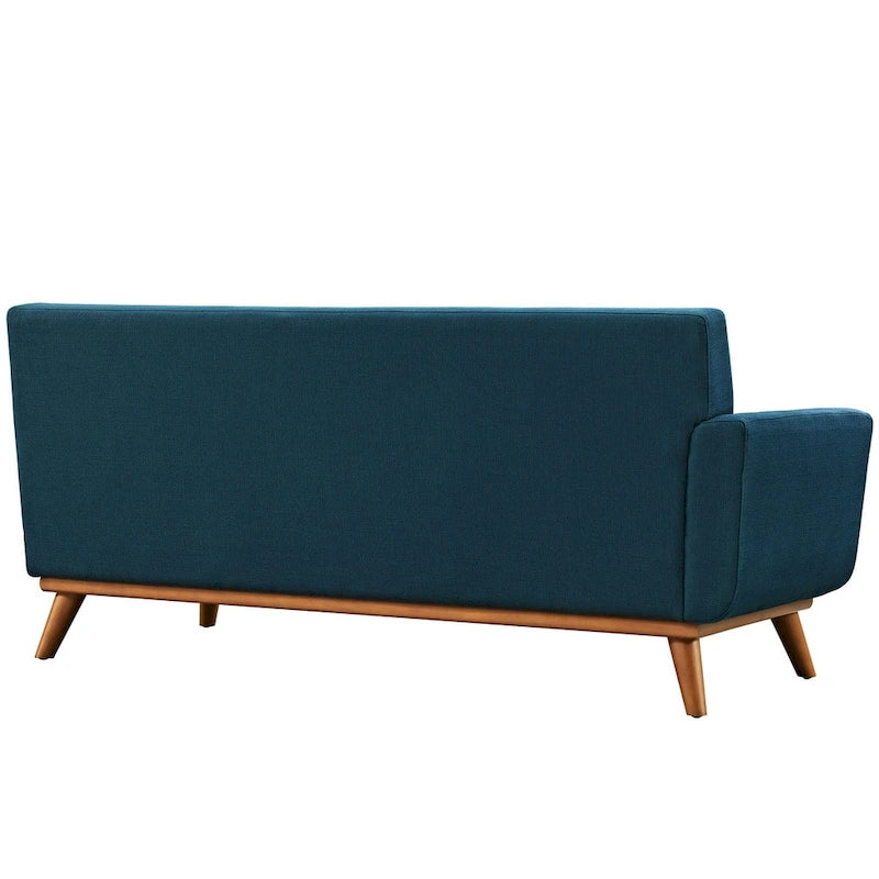 Mid-Century Modern Polster-Zweisitzer mit Armlehne links, Azur