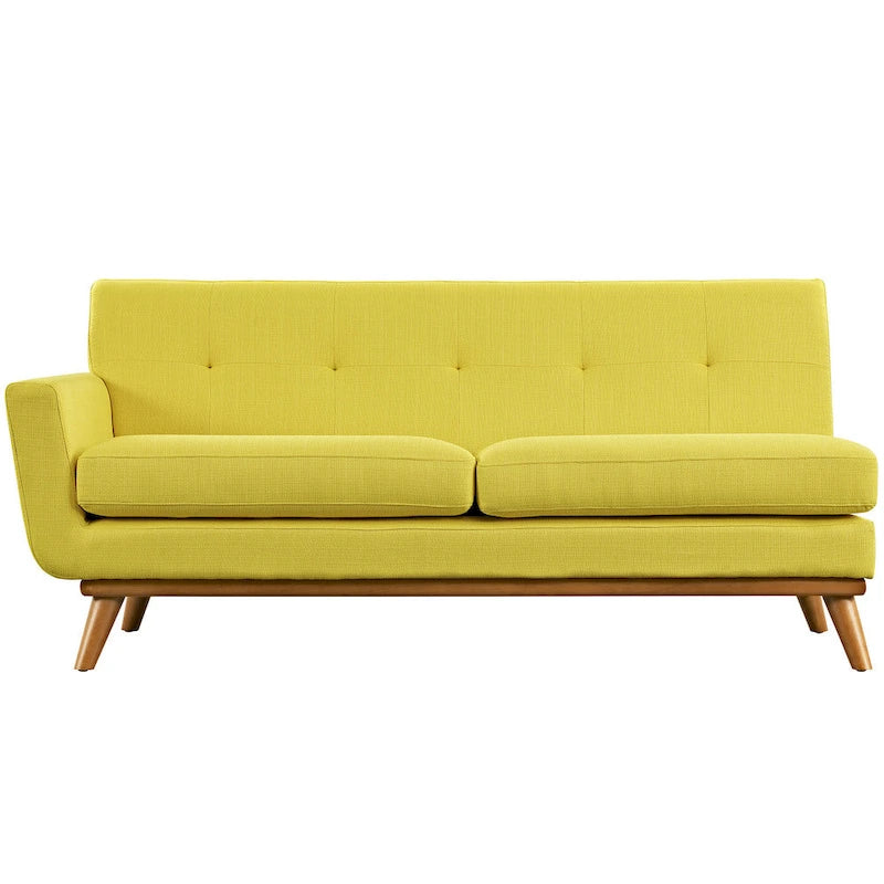 Mid-Century Modern Polster-Zweisitzer mit Armlehne links, Azur