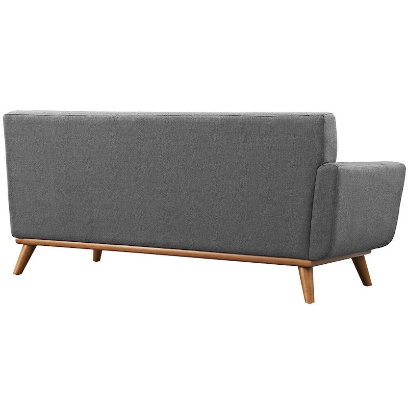 Mid-Century Modern Polster-Zweisitzer mit Armlehne links, Azur