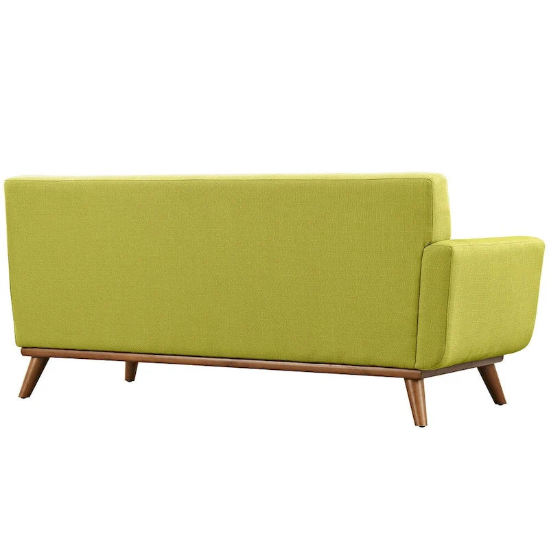 Mid-Century Modern Polster-Zweisitzer mit Armlehne links, Azur