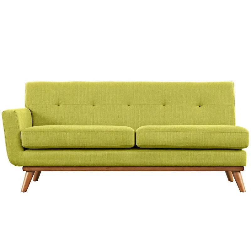 Mid-Century Modern Polster-Zweisitzer mit Armlehne links, Azur