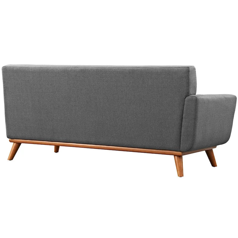 Mid-Century Modern Polster-Zweisitzer mit Armlehne links, Azur