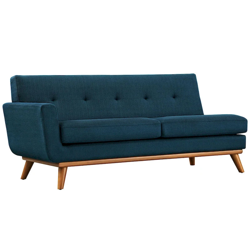 Mid-Century Modern Polster-Zweisitzer mit Armlehne links, Azur