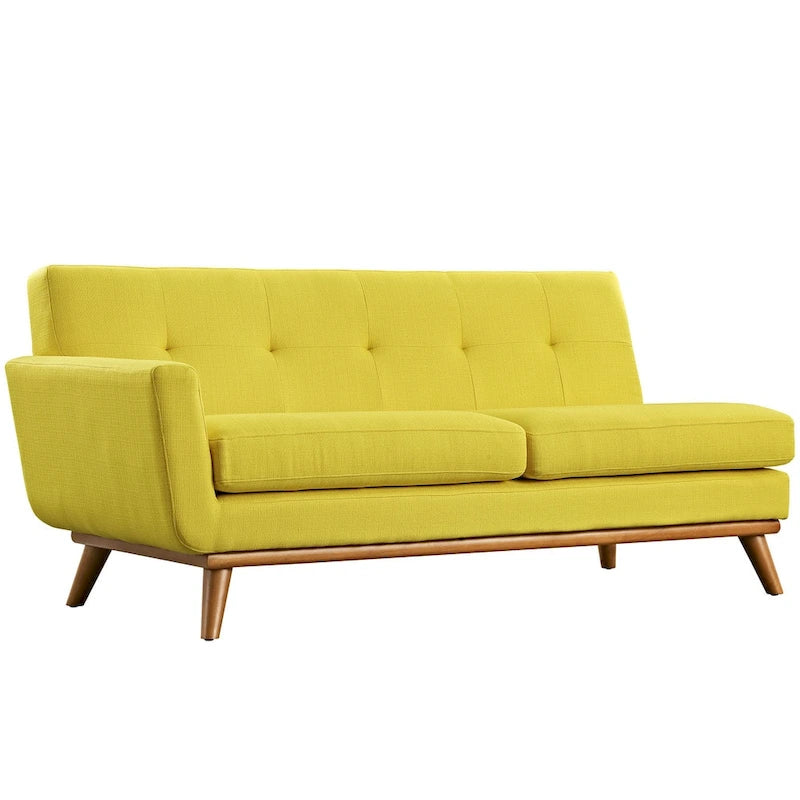 Mid-Century Modern Polster-Zweisitzer mit Armlehne links, Azur