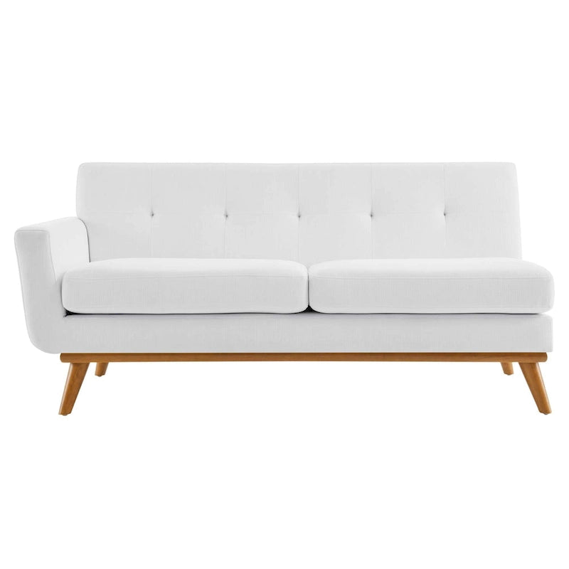 Mid-Century Modern Polster-Zweisitzer mit Armlehne links, Azur