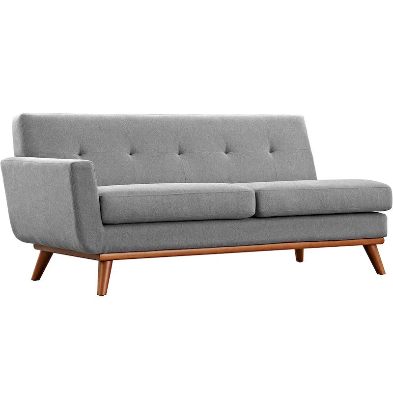 Mid-Century Modern Polster-Zweisitzer mit Armlehne links, Azur
