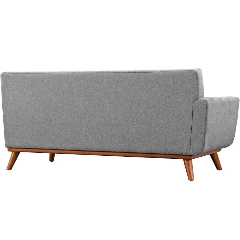 Mid-Century Modern Polster-Zweisitzer mit Armlehne links, Azur