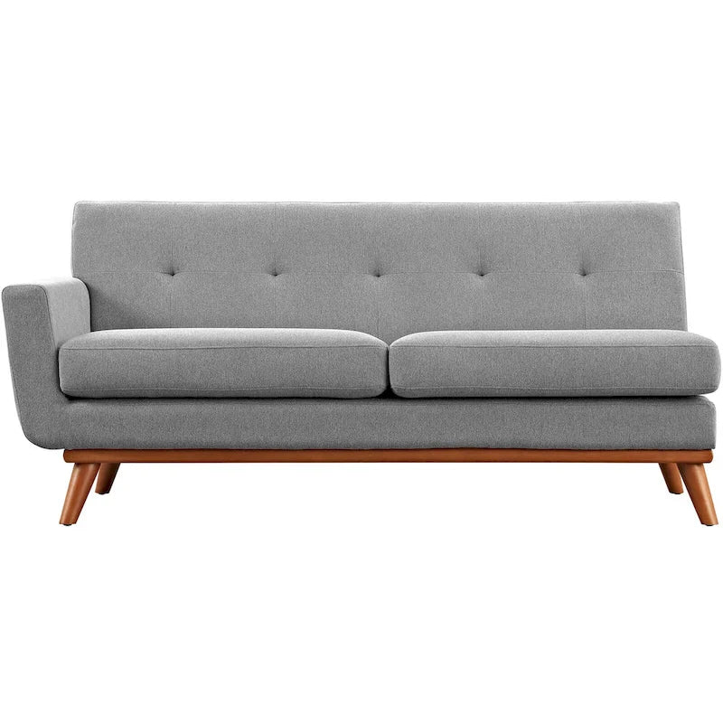 Mid-Century Modern Polster-Zweisitzer mit Armlehne links, Azur