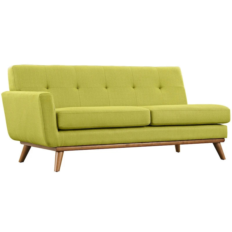 Mid-Century Modern Polster-Zweisitzer mit Armlehne links, Azur