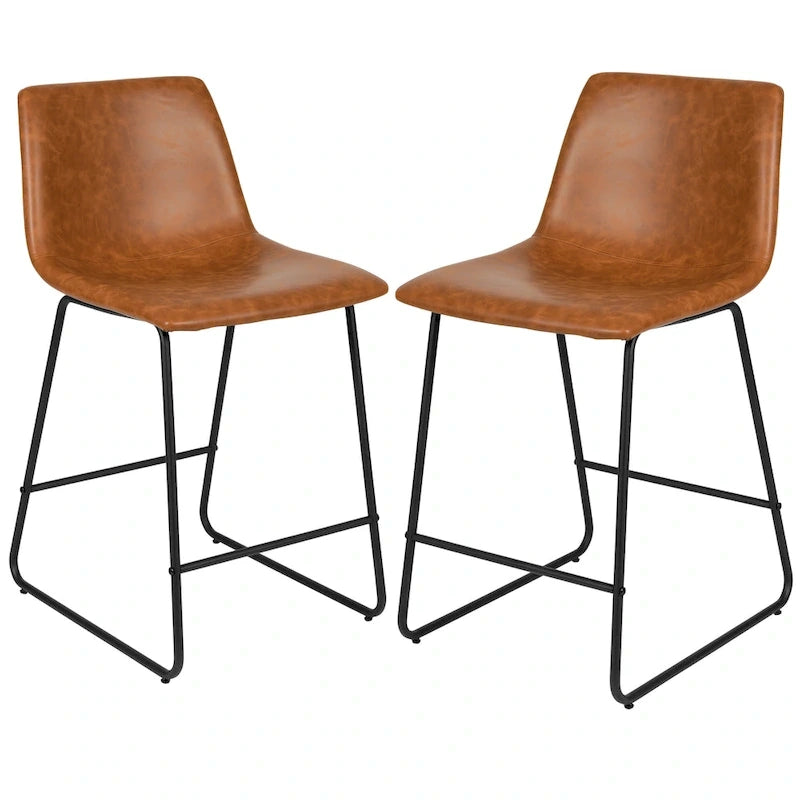 Gepolsterte, moderne Esszimmerhocker in Tresenhöhe (2er-Set)