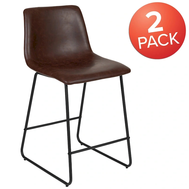 Gepolsterte, moderne Esszimmerhocker in Tresenhöhe (2er-Set)
