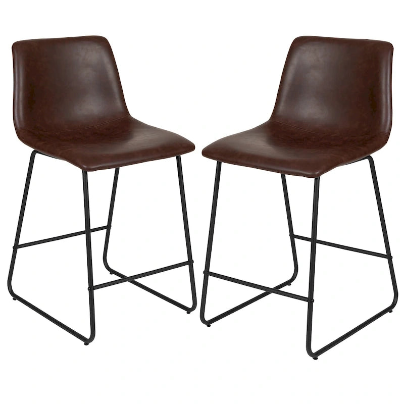 Gepolsterte, moderne Esszimmerhocker in Tresenhöhe (2er-Set)