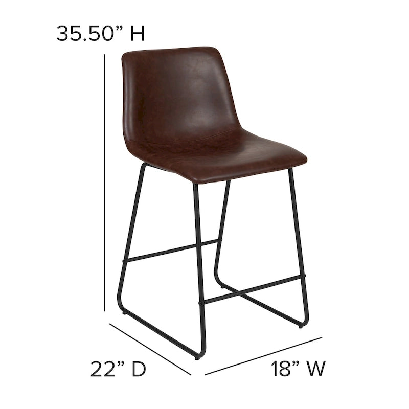 Gepolsterte, moderne Esszimmerhocker in Tresenhöhe (2er-Set)