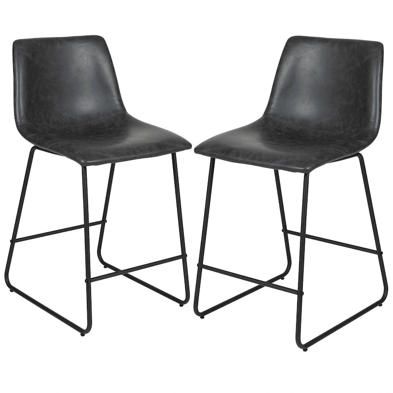 Gepolsterte, moderne Esszimmerhocker in Tresenhöhe (2er-Set)