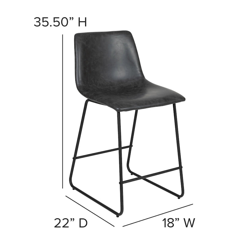 Gepolsterte, moderne Esszimmerhocker in Tresenhöhe (2er-Set)