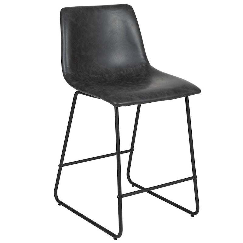 Gepolsterte, moderne Esszimmerhocker in Tresenhöhe (2er-Set)