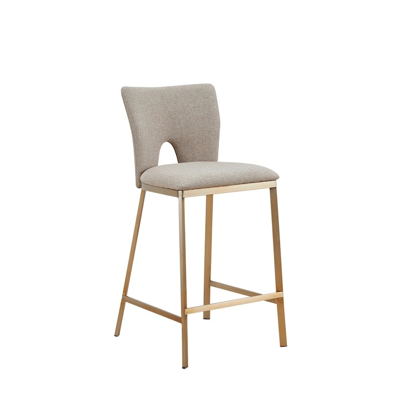 Zeitgenössischer Thekenhocker in Beige & Messing, 2er-Set