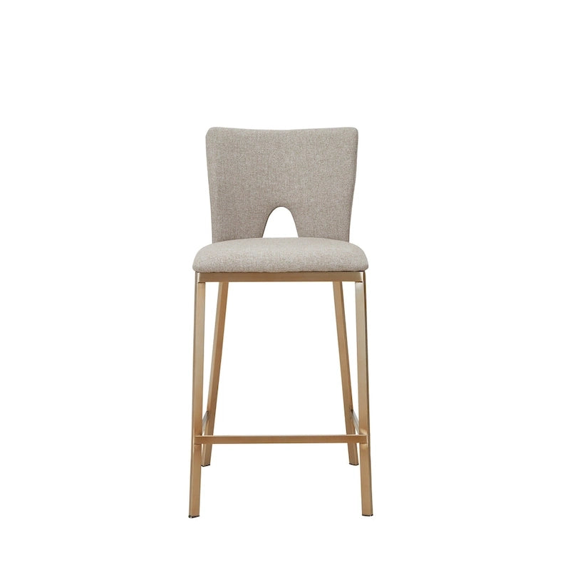 Zeitgenössischer Thekenhocker in Beige & Messing, 2er-Set
