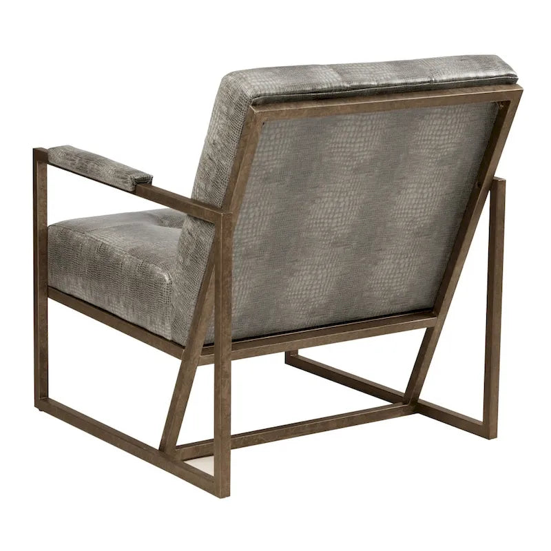 Lounge-Sessel aus Kunstleder mit Metallrahmen, grauem Schlangenmuster