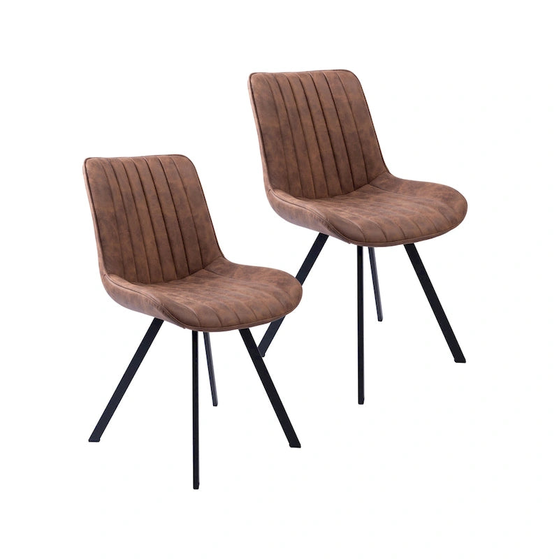 Mikrofaser-Esszimmerstühle mit Metallbeinen, 2er-Set
