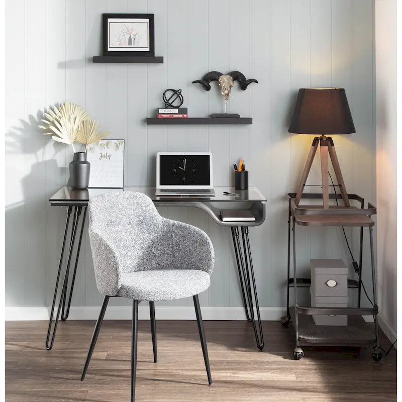 Mid-Century Modern Büroschreibtisch mit Glasplatte und Hairpin Legs