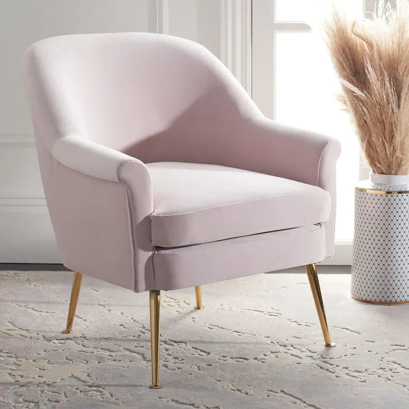 Sessel aus Samt mit goldenen Metallbeinen