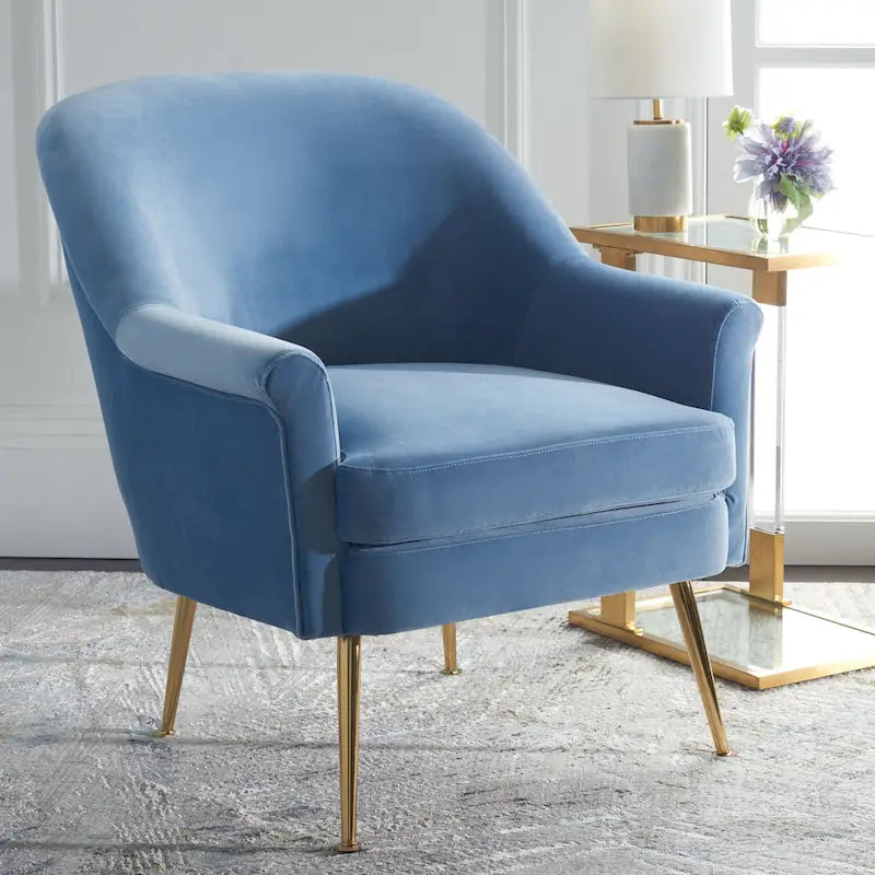 Sessel aus Samt mit goldenen Metallbeinen