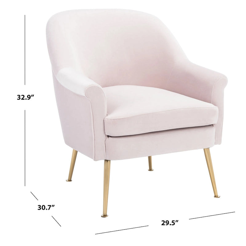 Sessel aus Samt mit goldenen Metallbeinen