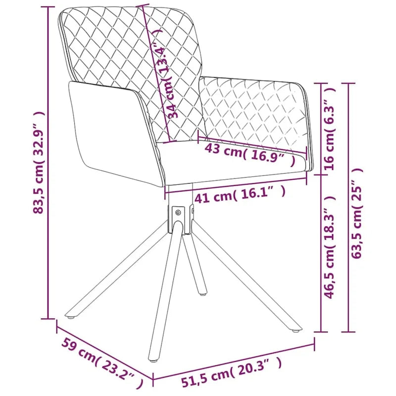 Drehbare Samt-Esszimmerstühle, 2er-Set