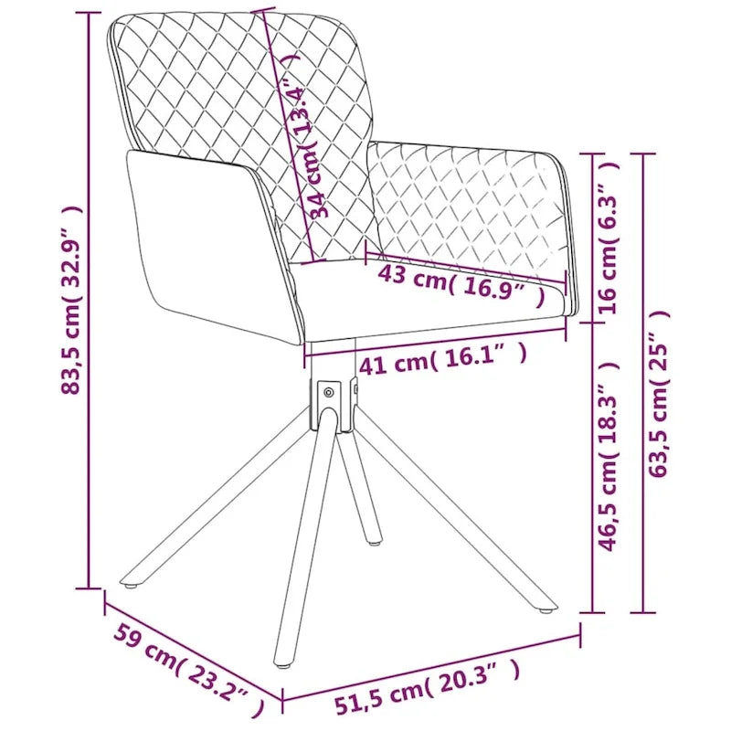 Drehbare Samt-Esszimmerstühle, 2er-Set