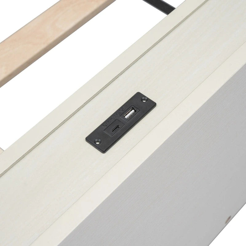 Modernes Plattform-Bettgestell in Twin-Größe mit integrierten USB-Anschlüssen
