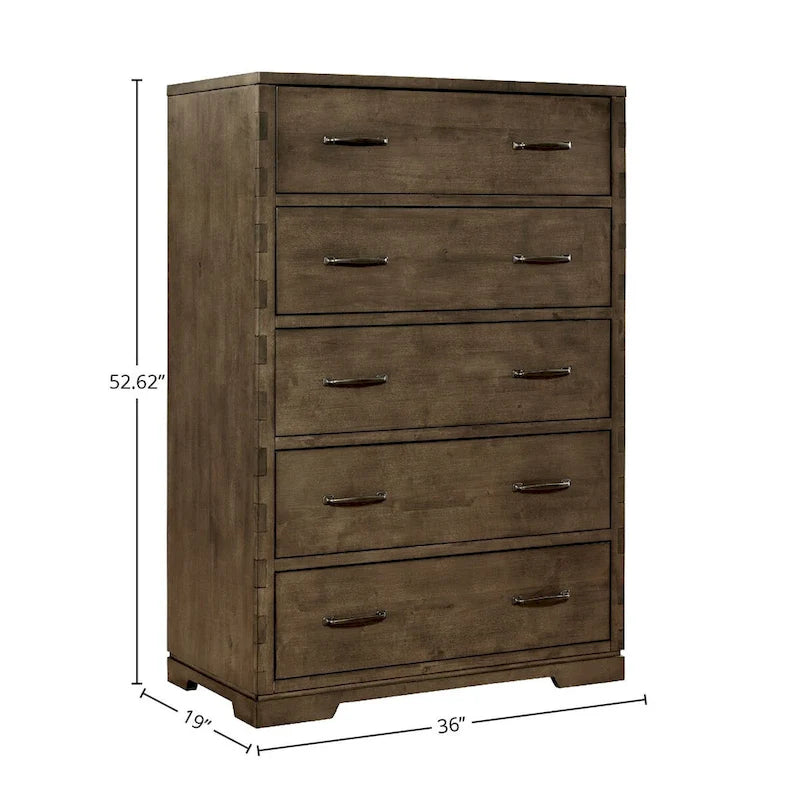 Moderner Holzschrank mit 5 Schubladen, Graphitgrau