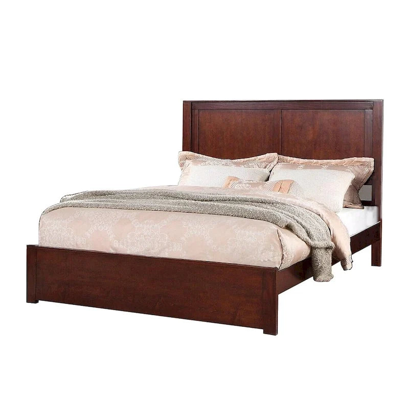 Queensize-Holzbett mit Kopfteil mit 2 Paneelen