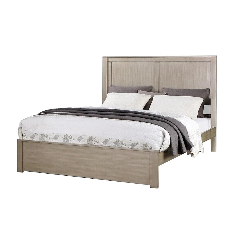 Queensize-Holzbett mit Kopfteil mit 2 Paneelen