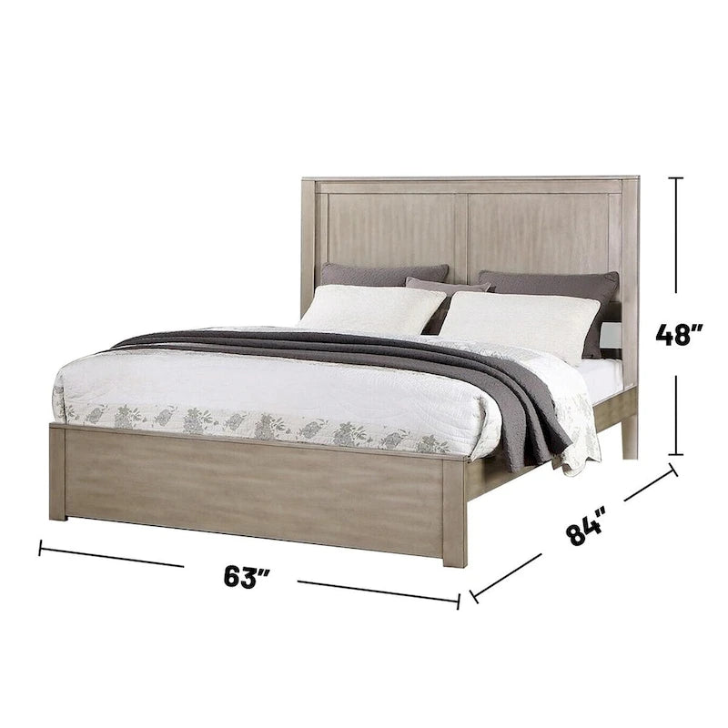Queensize-Holzbett mit Kopfteil mit 2 Paneelen