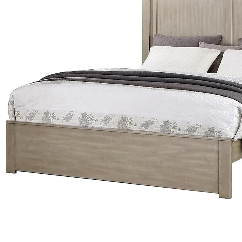 Queensize-Holzbett mit Kopfteil mit 2 Paneelen