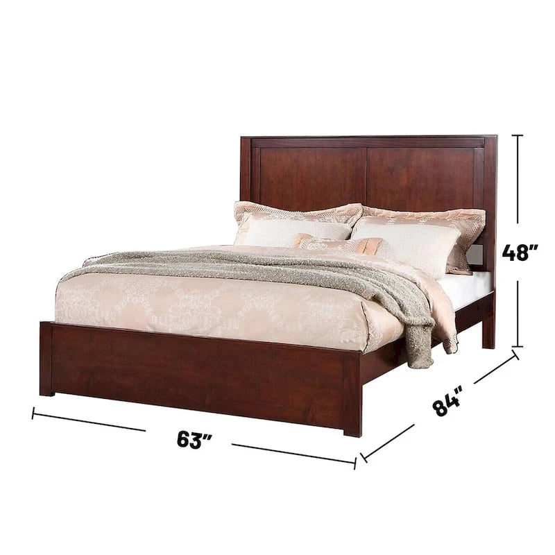 Queensize-Holzbett mit Kopfteil mit 2 Paneelen